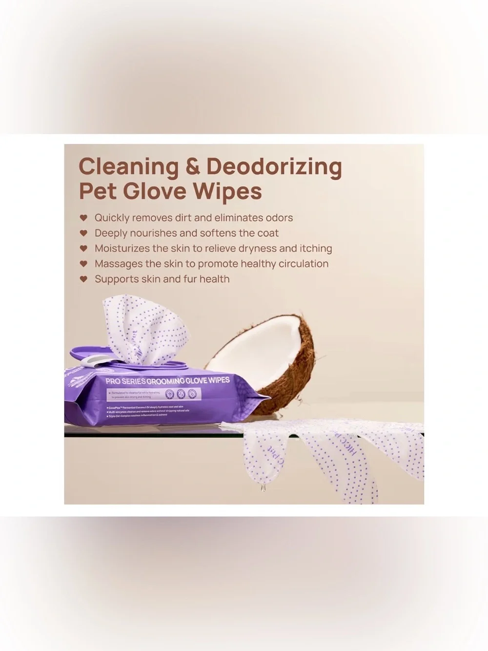 Pro Series Grooming Glove Wipes - Unscented